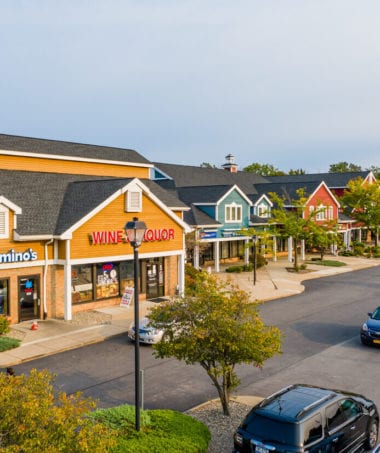 Country Village Plaza wide drone picture