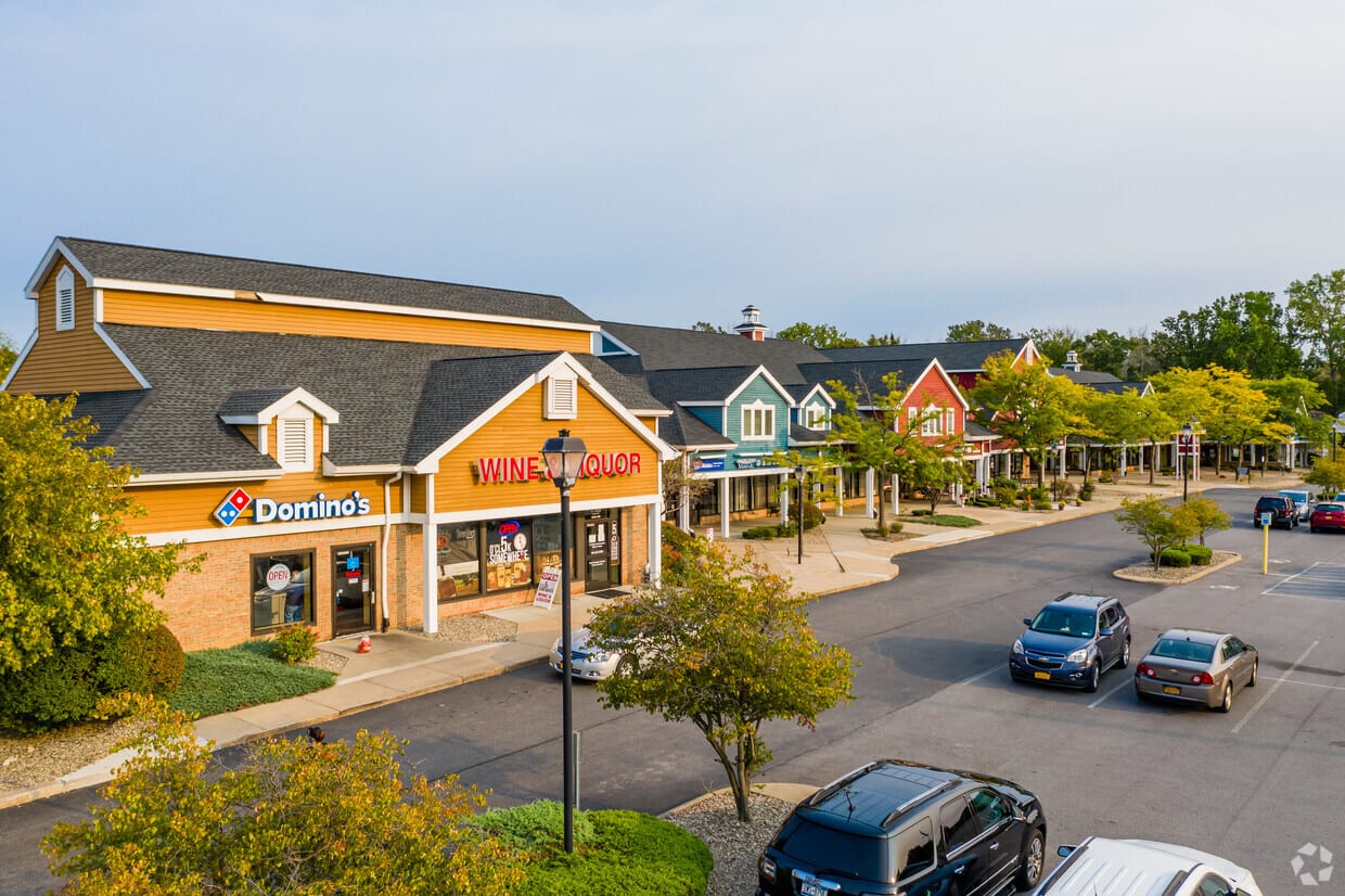 Country Village Plaza wide drone picture